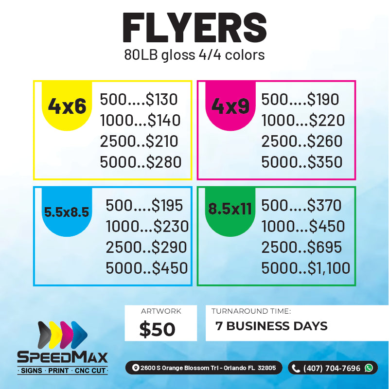 Flyer 9x4” 80lbs Both Sides Printed