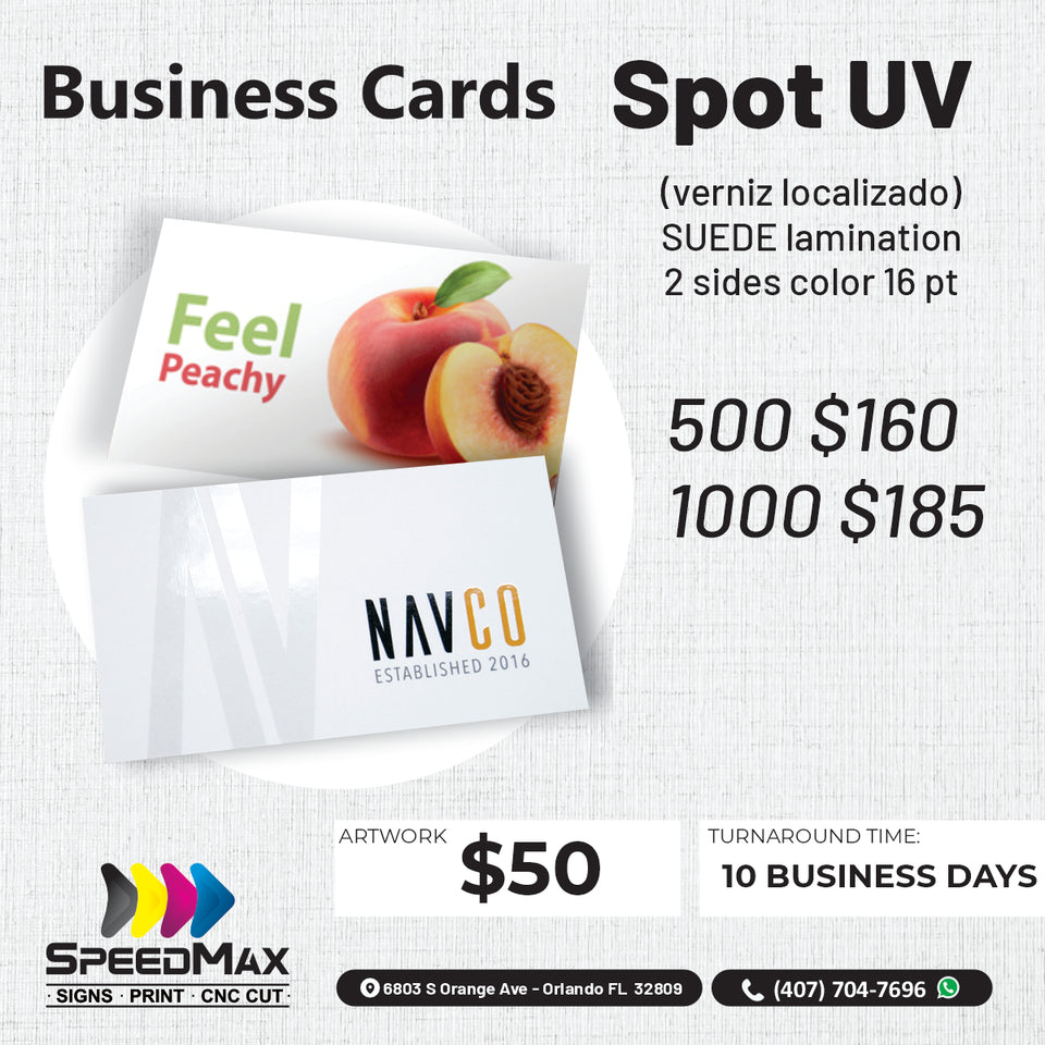 Suede Business Cards w/ Spot UV