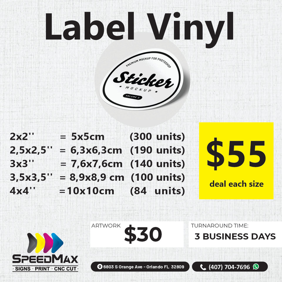 Labels 2x2in or 5x5cm